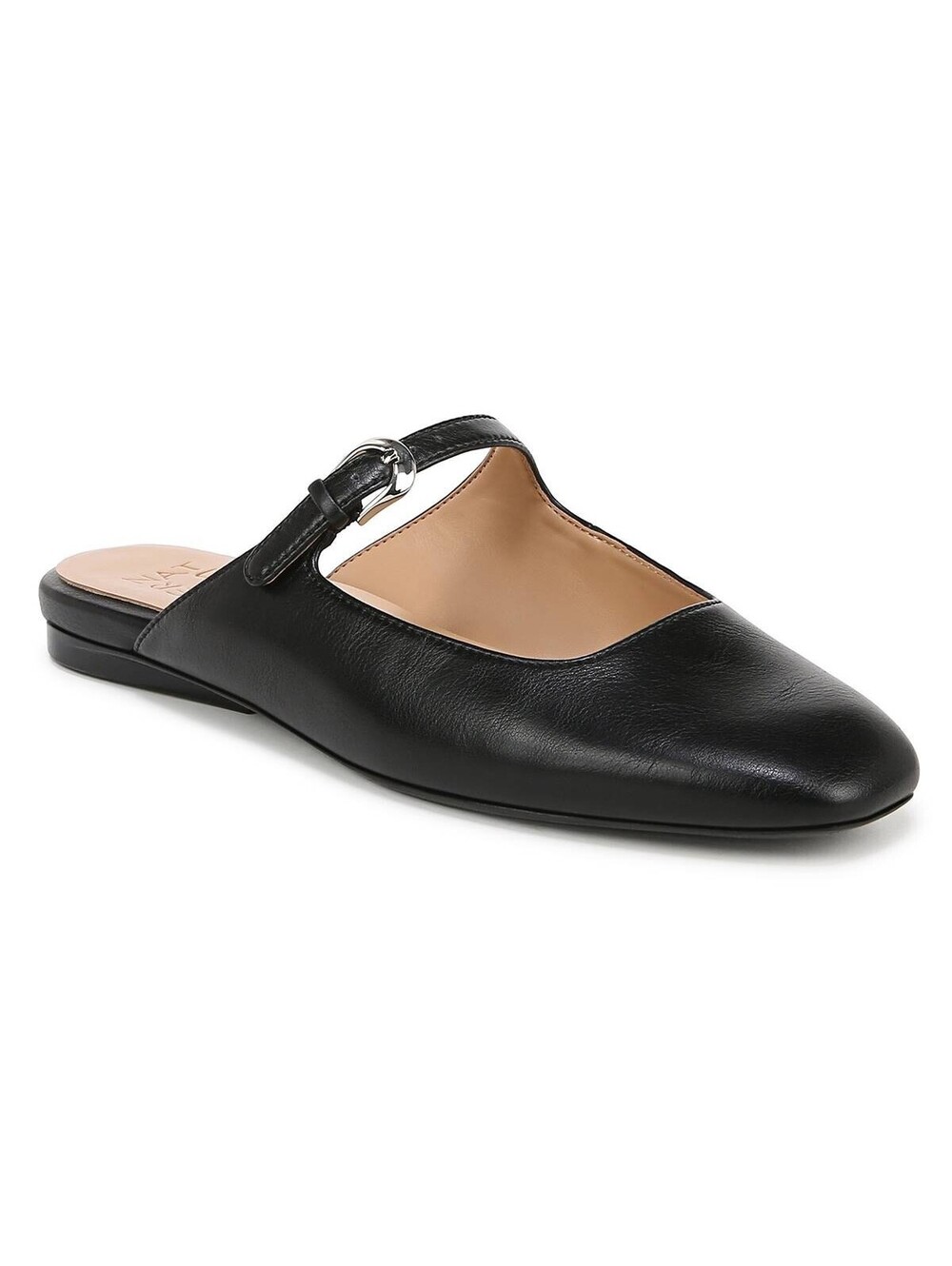 Naturalizer Shoes Apple Square Toe Flats Black Faux Leather 6.5M